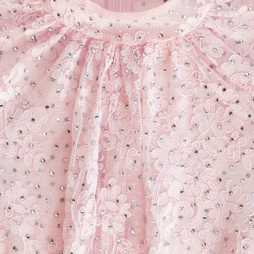 Self-Portrait Pale Pink Rhinestone Lace Maxi Dress - Picture 5 of 6